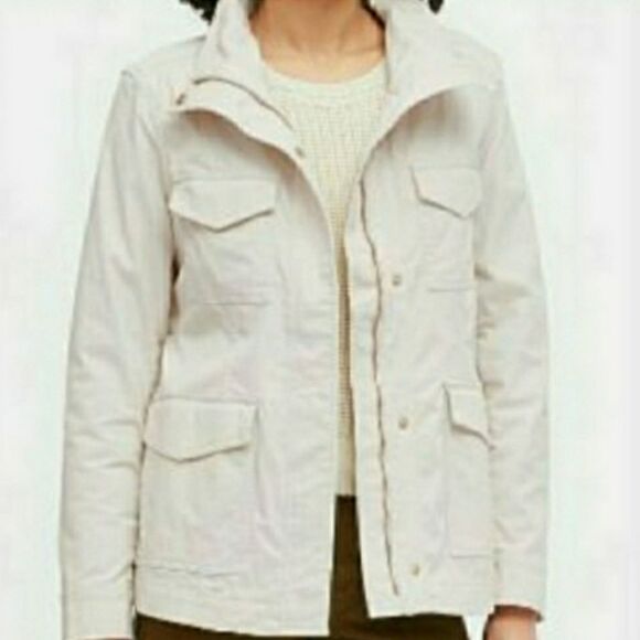 🔹️Loft Cream Linen Blend Zippered Utility Jacket w/Pockets Petite XSmall - Picture 1 of 10